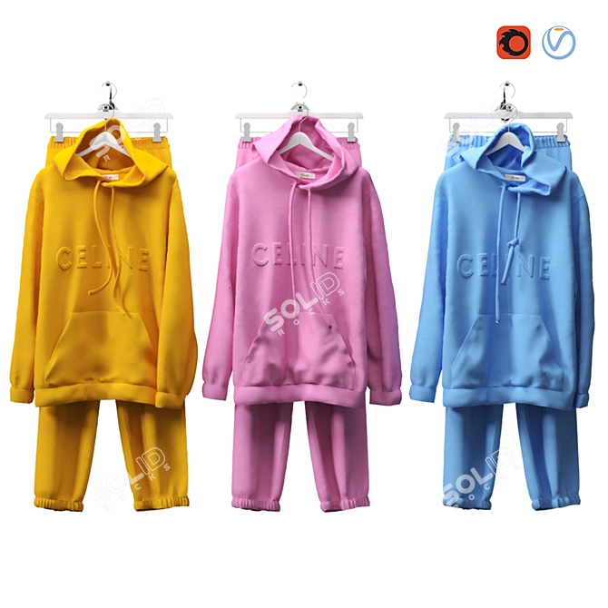 Sporty Tracksuit Set: Stylish and Comfortable 3D model image 1