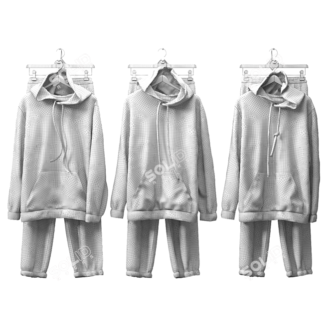 Sporty Tracksuit Set: Stylish and Comfortable 3D model image 3