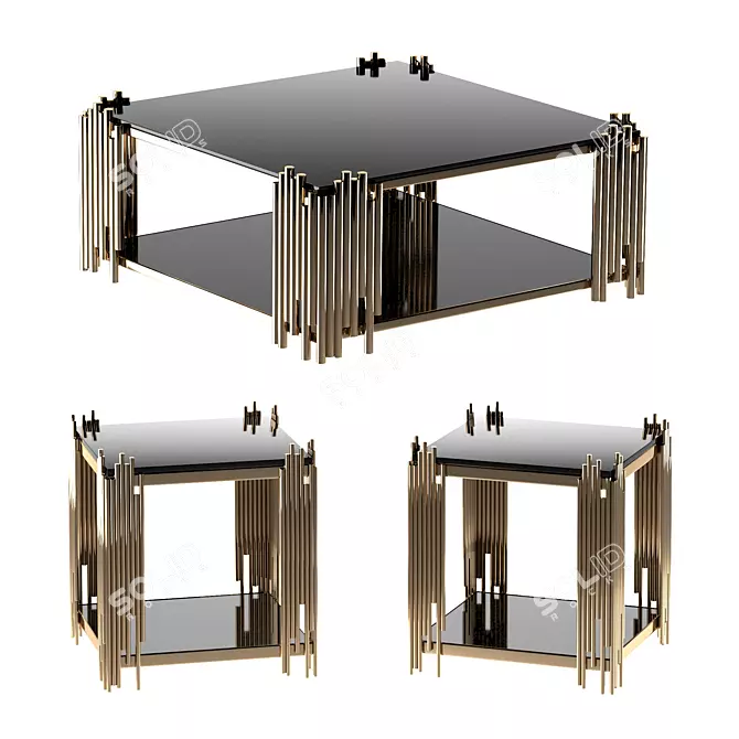 Modern Square Coffee Table with Sleek Design 3D model image 1