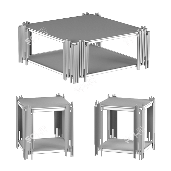 Modern Square Coffee Table with Sleek Design 3D model image 2