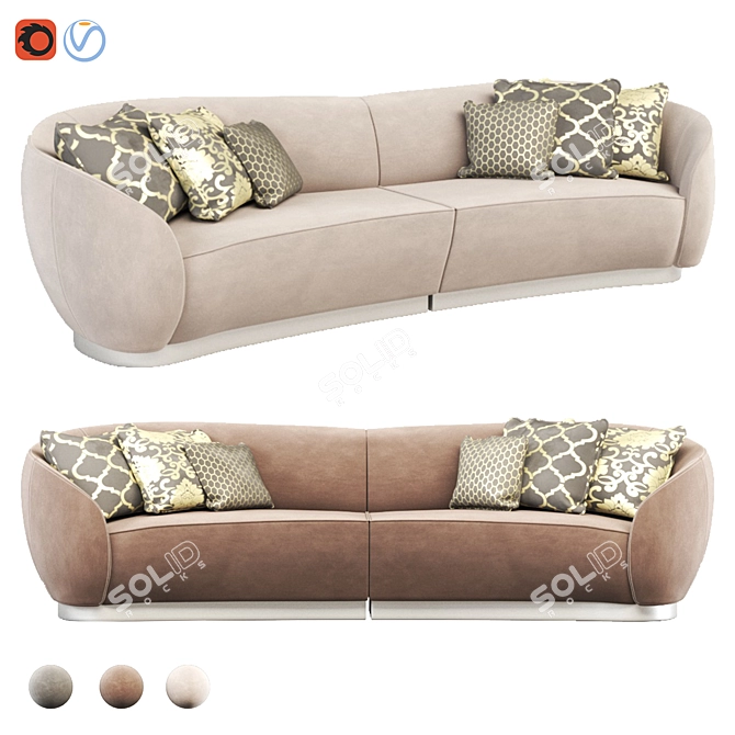 Sleek Dove Gray Equinox Sofa 3D model image 1