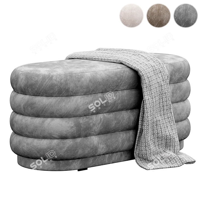 Elegant Oval Pouf by Ferm Living 3D model image 1