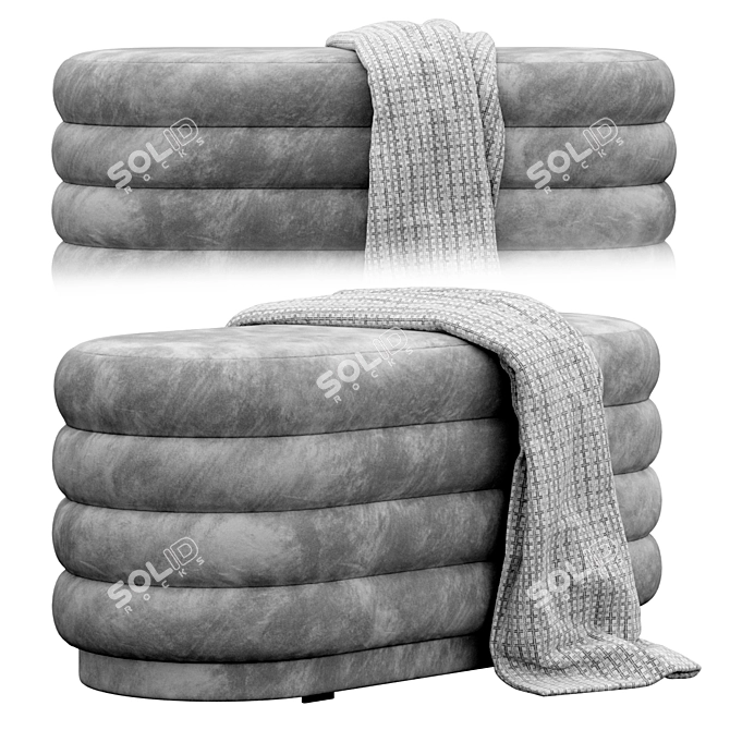 Elegant Oval Pouf by Ferm Living 3D model image 2