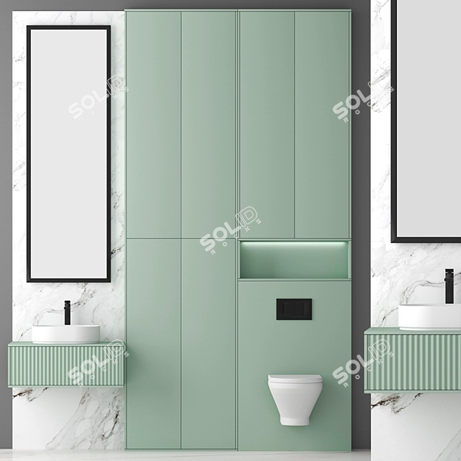 Sleek 12-Piece Bathroom Set 3D model image 1