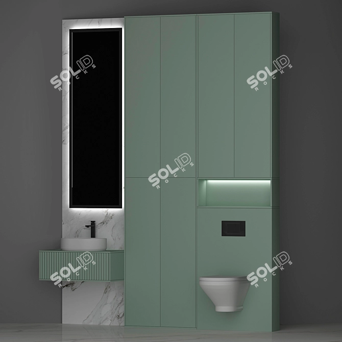 Sleek 12-Piece Bathroom Set 3D model image 4