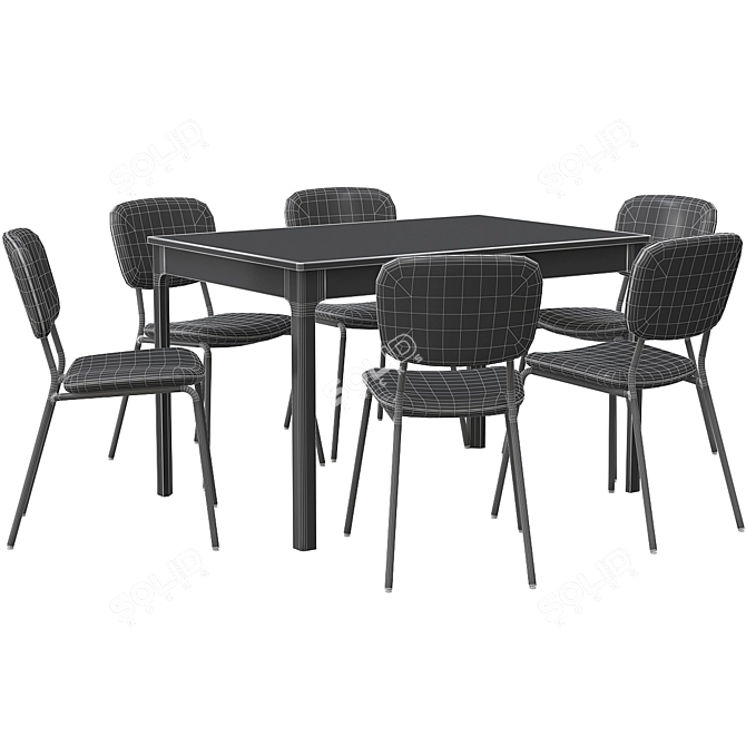 Stylish Gray Chair & Versatile White Extendable Table Set 3D model image 2