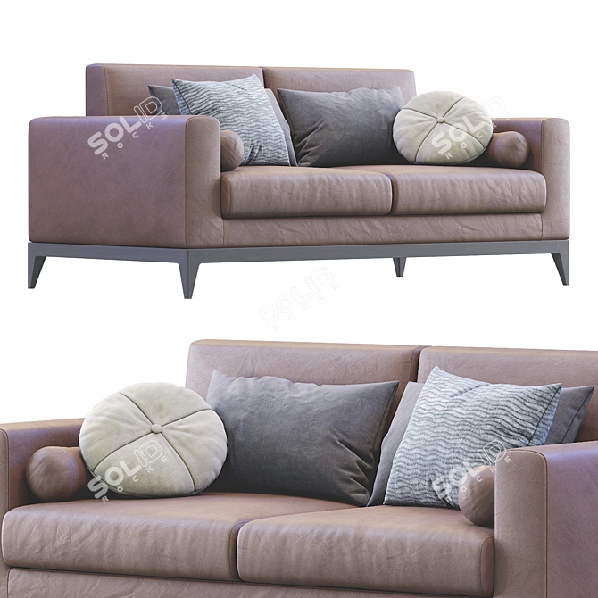 Copenhaga Leather Sofa: Elegant and Luxurious 3D model image 1