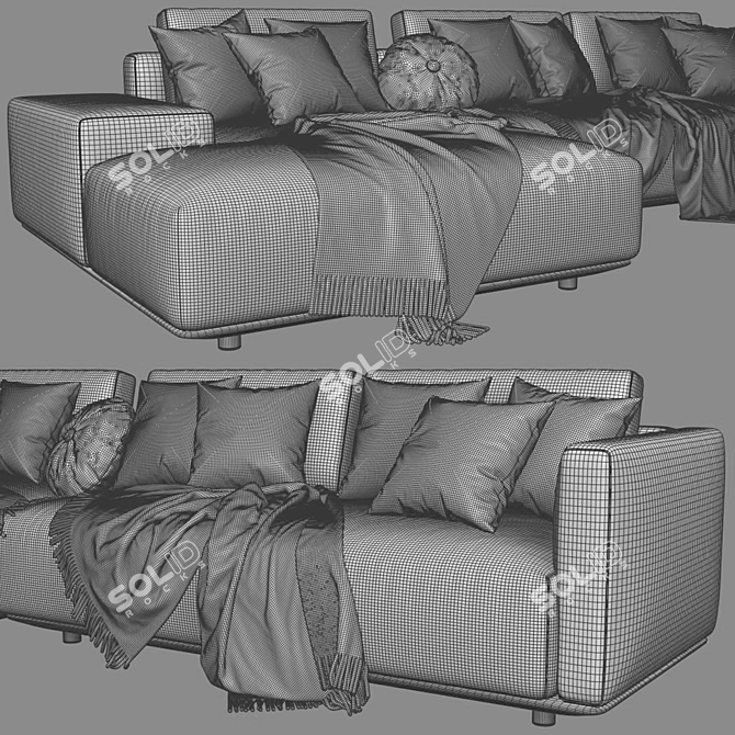Minimalist Chaise Longue Sofa by Horm 3D model image 4