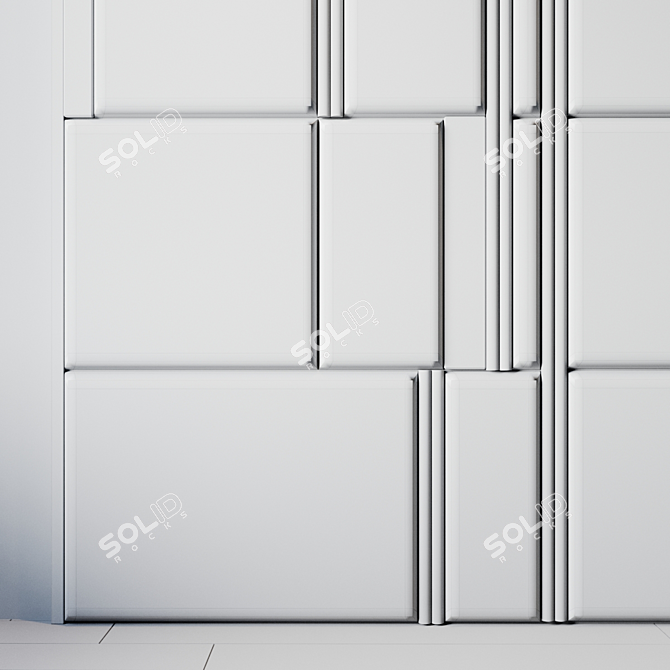 Modernized Wall Panel with Stylish Headboard 3D model image 4