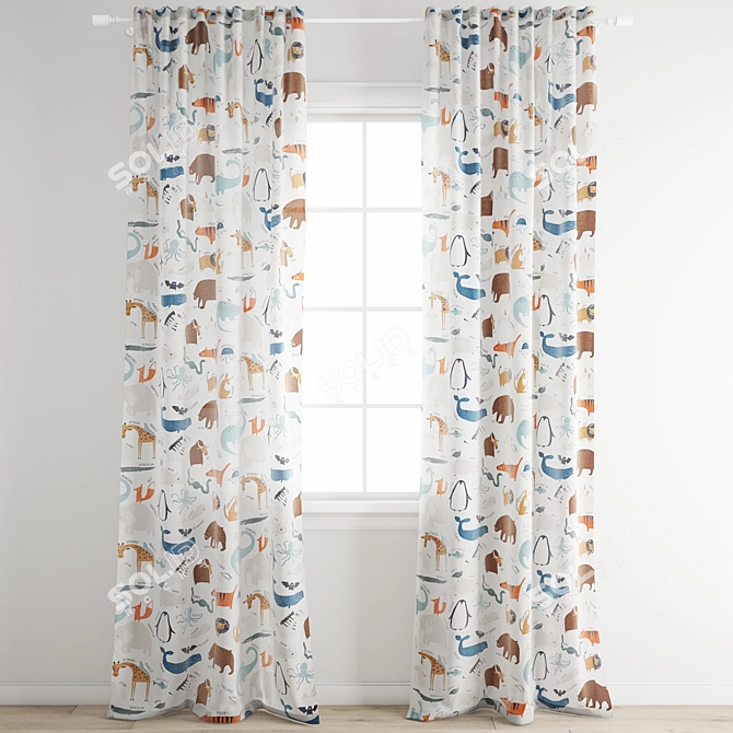 Playful H&M Kids Curtain 3D model image 1