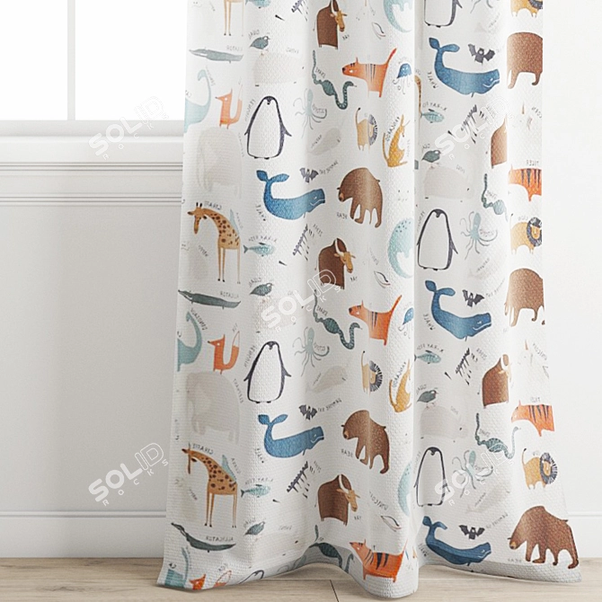 Playful H&M Kids Curtain 3D model image 3