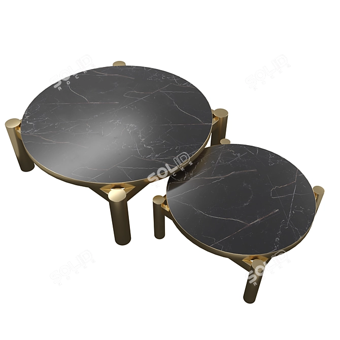 Marble Ceramic Coffee Tables: Luxury Elegance 3D model image 2