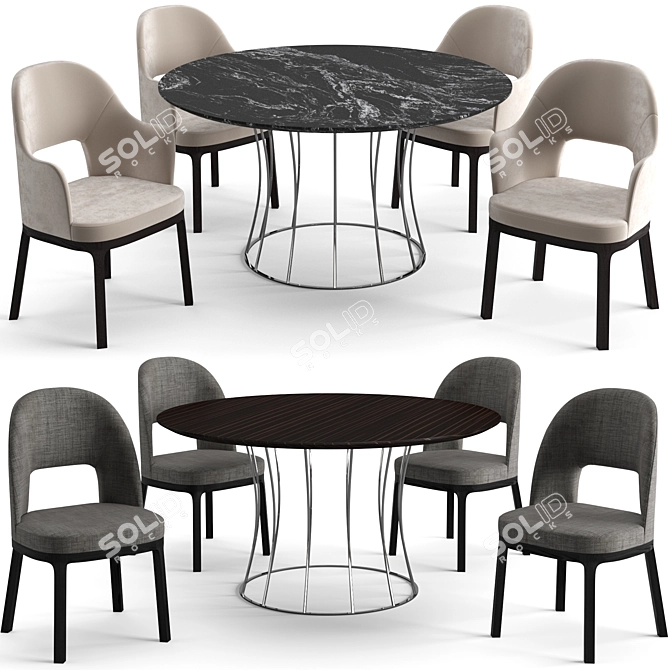 Elegant Flexform Mood Dining Set 3D model image 1