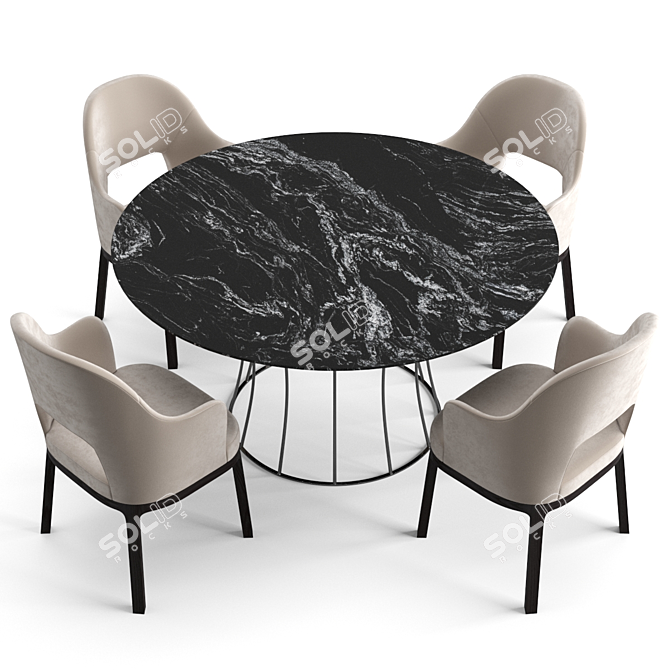 Elegant Flexform Mood Dining Set 3D model image 3