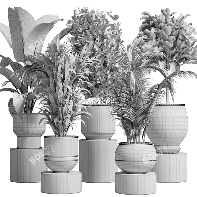 Vintage Metal Palm Tree Vase 3D model image 5