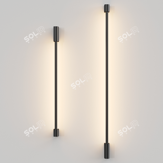 Sleek Metal LED Wall Lamp 3D model image 2