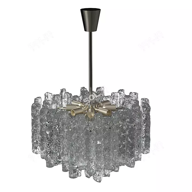 Kalmar Ice Glass Chandelier 1970s 3D model image 1