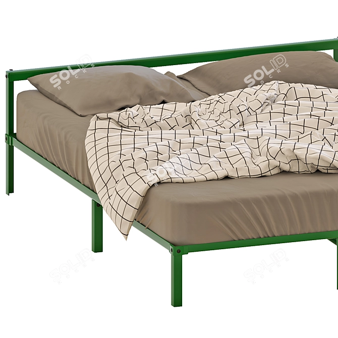 GRIMSBU Queen Bed - Gray/Green - Stylish and Versatile 3D model image 2