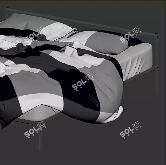 GRIMSBU Queen Bed - Gray/Green - Stylish and Versatile 3D model image 4