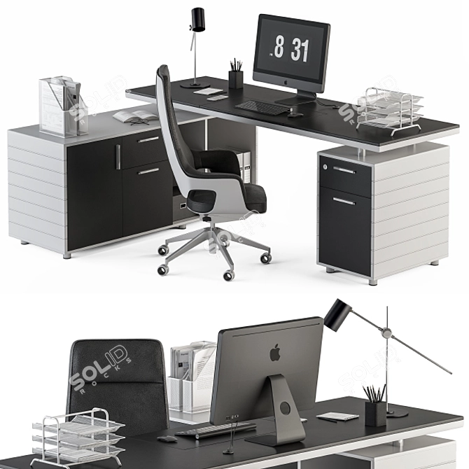 Executive Office Furniture Set 3D model image 1