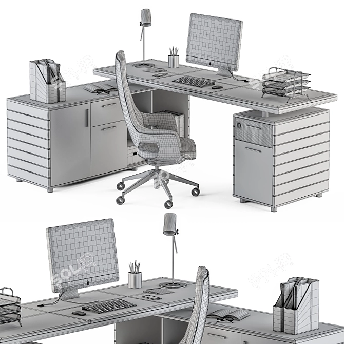 Executive Office Furniture Set 3D model image 6