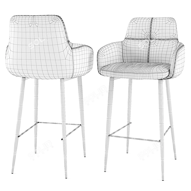Nicolas OLIVA Upholstered Chair & Stool 3D model image 6