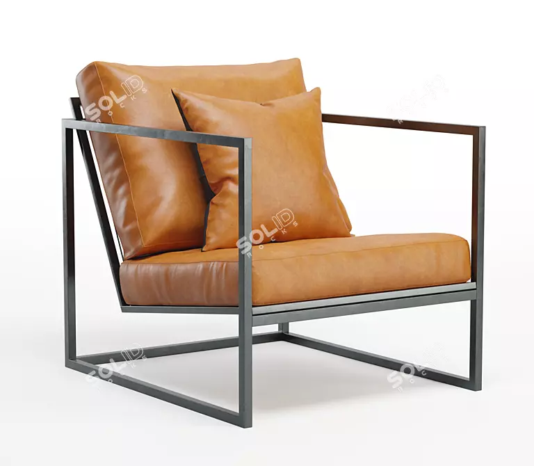 Modern Leather Armchair | Dark Metal Frame 3D model image 1