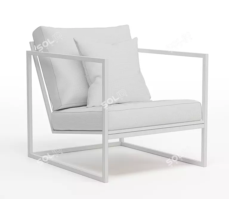 Modern Leather Armchair | Dark Metal Frame 3D model image 2