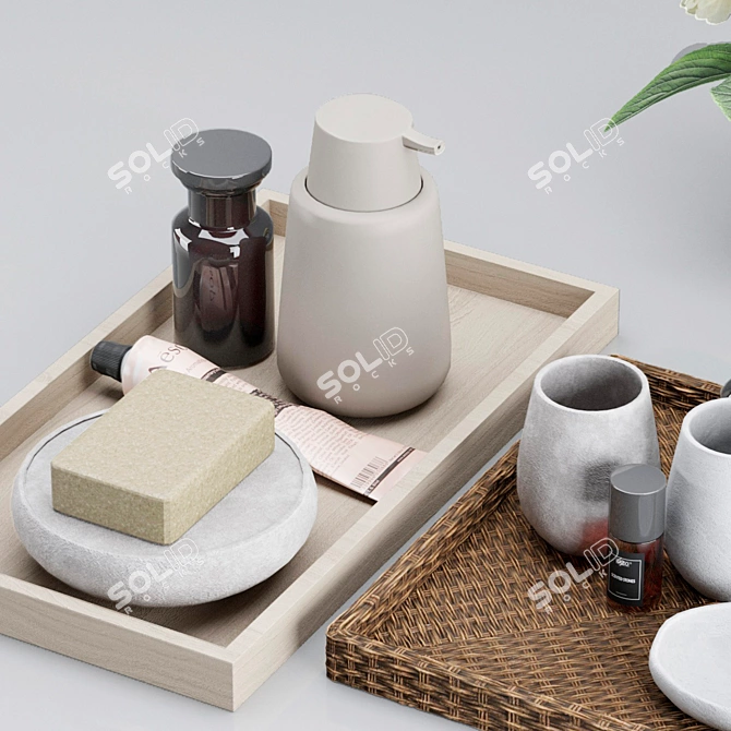 Luxury Bathroom Decor Set 3D model image 2