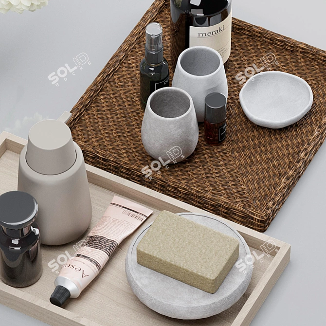 Luxury Bathroom Decor Set 3D model image 3