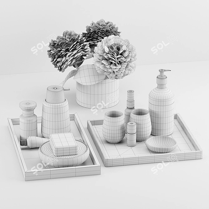 Luxury Bathroom Decor Set 3D model image 4