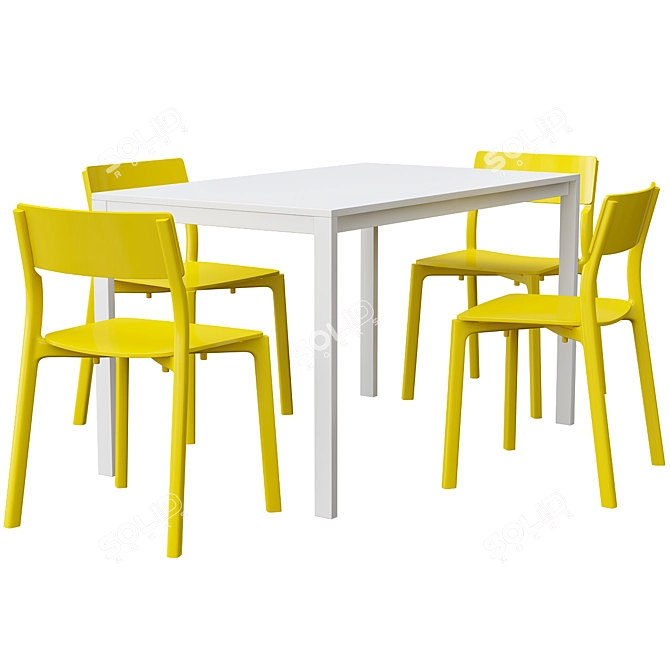 Modern White Dining Set: Melltorp & Janinge 3D model image 1
