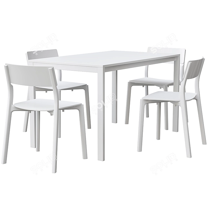 Modern White Dining Set: Melltorp & Janinge 3D model image 2