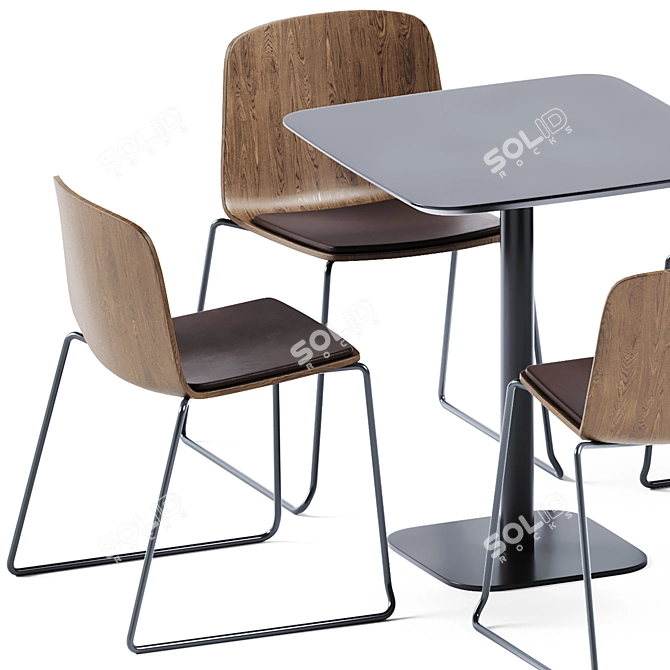 Elegant Doll Table & Stylish Sled Chair 3D model image 3