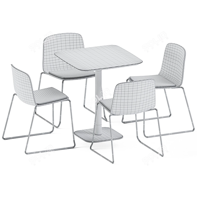 Elegant Doll Table & Stylish Sled Chair 3D model image 4