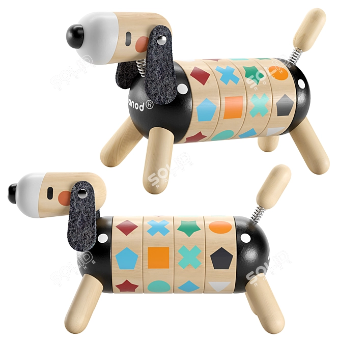 Janod Shapes and Colors Dog Toy 3D model image 1