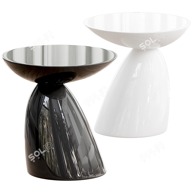 Sleek Black Oval End Table 3D model image 1