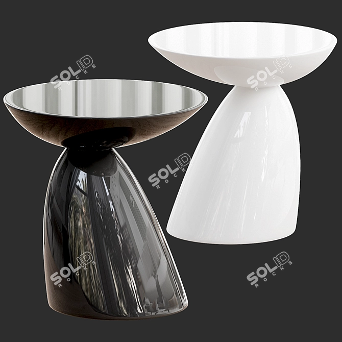 Sleek Black Oval End Table 3D model image 2