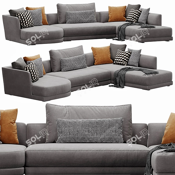 Lyndon Sectional: Modern and Versatile Sofa 3D model image 1