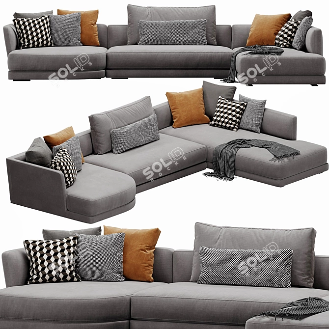 Lyndon Sectional: Modern and Versatile Sofa 3D model image 2