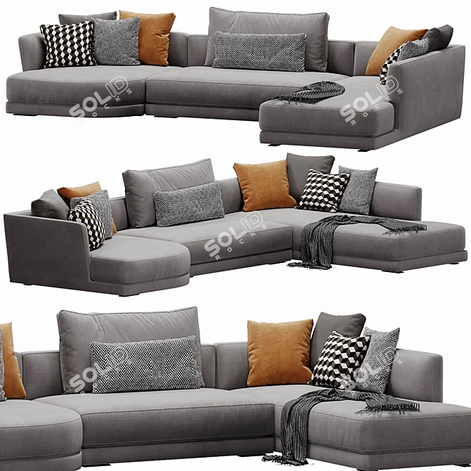 Lyndon Sectional: Modern and Versatile Sofa 3D model image 3