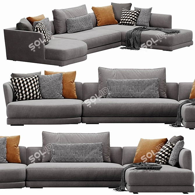 Lyndon Sectional: Modern and Versatile Sofa 3D model image 4
