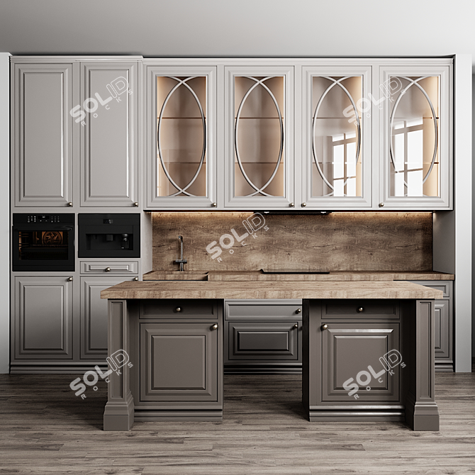 Modern Kitchen 3D Model 3D model image 3