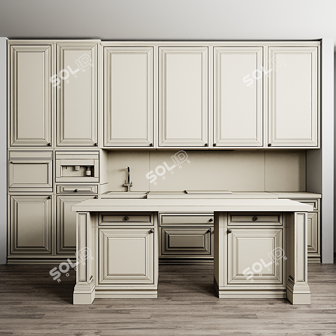 Modern Kitchen 3D Model 3D model image 2