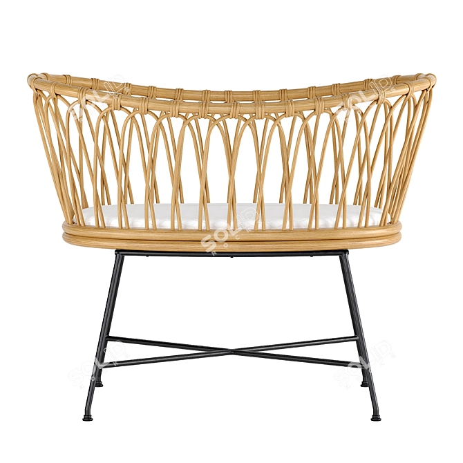 Elegant Rattan Bassinet for Nursery 3D model image 2