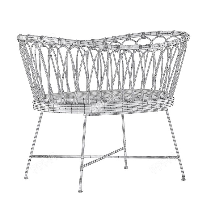 Elegant Rattan Bassinet for Nursery 3D model image 3