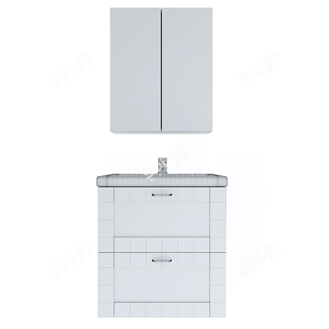 Modern White Washbasin Cabinet with Integrated Sink 3D model image 7