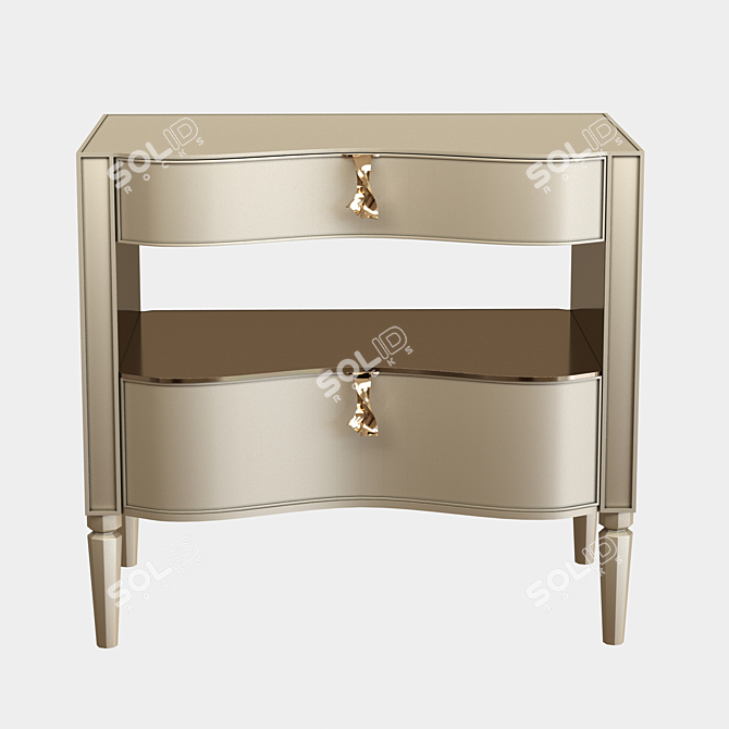 Golden Shimmer Bedside Table 3D model image 2