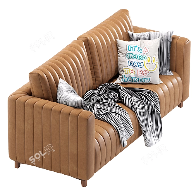 Wave Leather Modern Sofa 3D model image 4