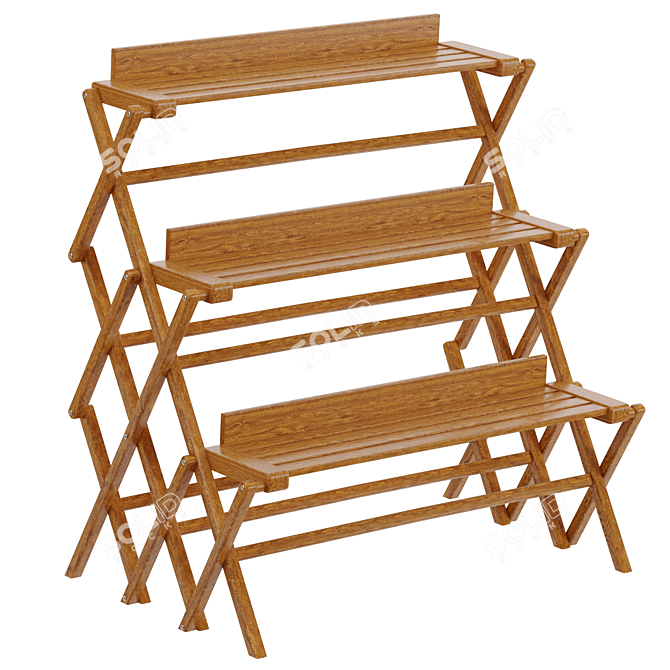 Garden Oasis: 3-Tier Outdoor Folding Shelf 3D model image 1